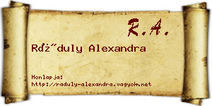 Ráduly Alexandra névjegykártya